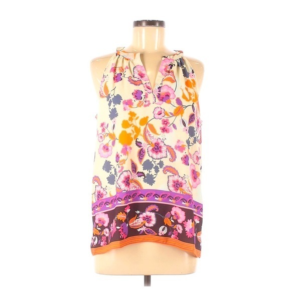 Tabitha Webb V-Neck Sleeveless Spring Summer Floral Blouse Size Large - Picture 8 of 8